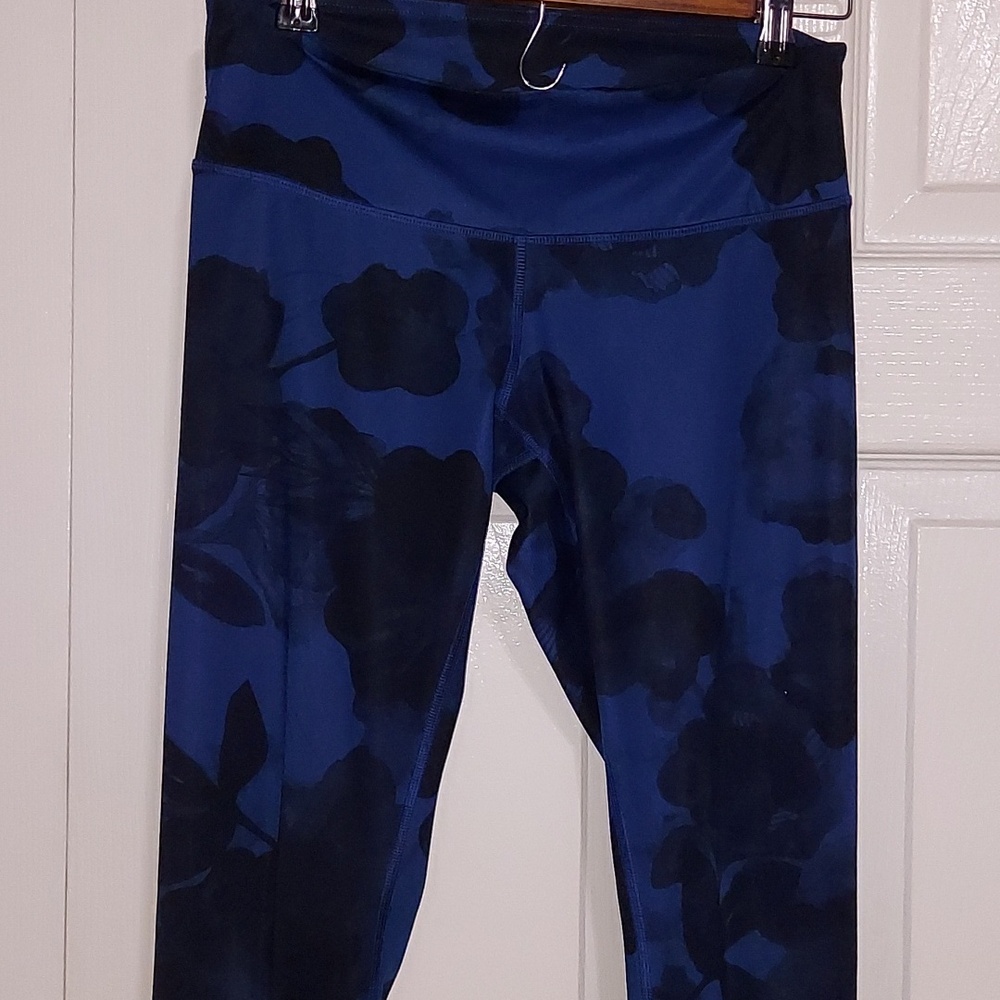 Lululemon Wunder Under Womens Blue Floral Print Leggings Size 6